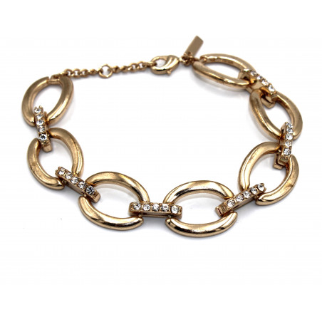 Bracelet à chaînes dorées et strass