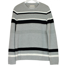 Pull gris à rayures homme...