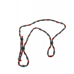 Collier en perles aimantées rouge et noir