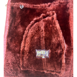 Manteau en peau de mouton laine retournée bordeaux Vintage femme - T - L
