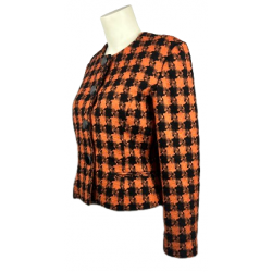 Veste de tailleur en laine orange et noir femme - T - 40