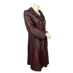 Trench coat en cuir bordeaux femme Vintage - T - 44