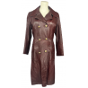 Trench coat en cuir bordeaux femme Vintage - T - 44