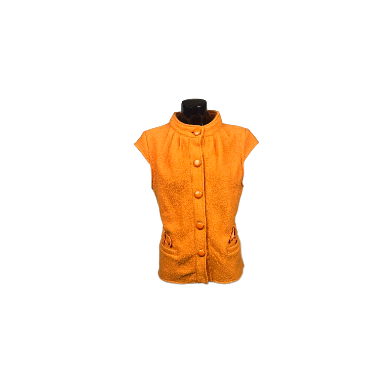 Veste sans manche en laine orange femme FREDA - T - 40