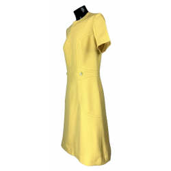 Robe jaune midi en laine vierge Vintage femme - T - S