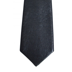Cravate skinny en cuir véritable bleu nuit Vintage
