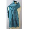 Grand foulard en soie à rayures turquoise femme