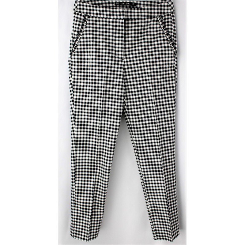 Pantalon Zara Vichy noir-blanc Taille XS