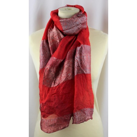 Foulard à rayures en soie rouge unisexe