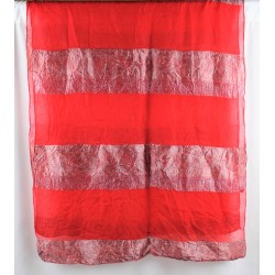 Foulard à rayures en soie rouge unisexe