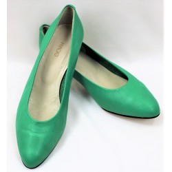 Escarpins cuir vert Vintage...