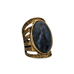 Bague Chevalière avec pierre fantaisie bleu cadet
